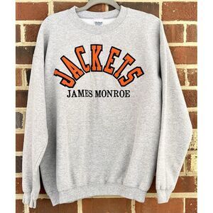Vintage James Monroe Mens Large Crewneck Sweatshirt Yellow Jackets Embroidered